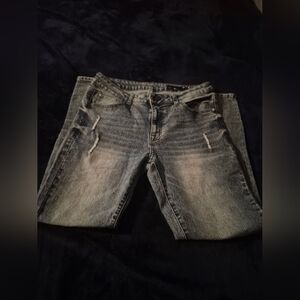 Grayish Retro White Denim Blue Jeans Stone Wash